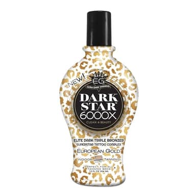 European Gold Dark Star 6000X Ultra-Dark Tanning Lotion with Triple - Bronze Formula for Deep, Long-Lasting Tan and Skin-Nourishing Ingredients - 12 oz