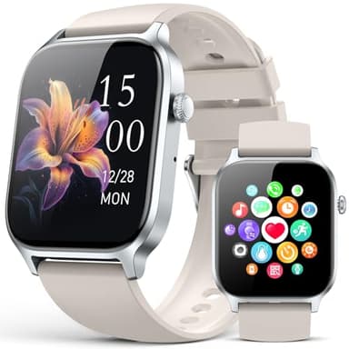 Smart Watches for Women Men, Fitness Tracker Watch with 110 Sports Modes, Step Counter/Sleep Monitor/Pedometer, IP68 Waterproof, Bluetooth Call & Music Control Smartwatch for iPhone/Android,Starlight