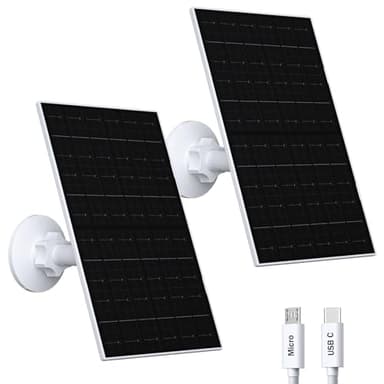 Zivif 7W Solar Panel Compatible with EufyCam, Solar Charger with USB-C & Micro USB Port for 5V Outdoor Rechargeable Battery Camera, IP65 Waterproof, 360° Adjustable Mount (2 Pack)