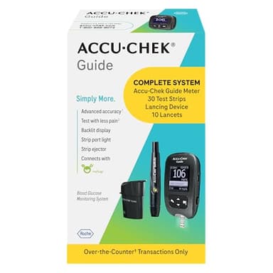 Accu-Chek Guide Glucose Monitor Starter Kit for Diabetic Blood Sugar Testing: Meter, 30 Guide Test Strips, Softclix Lancing Device, and 10 Softclix Lancets