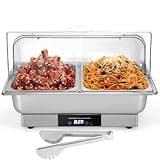 Dyna-Living Electric Chafing Dishes for Buffet 9.5QT Buffet Servers and Warmers, 600W Food-Grade Stainless Steel Chafing Dish Buffet Set with TEM-Control Display, Food Warmers for Parties