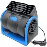 YQSIYU 12V Car Fan,2 Speed Electric Cooling Fan,Blue Portable Cold Air Fans with Car Cigarette Lighter Plug,Squirrel Cage Fan for All Vehicles