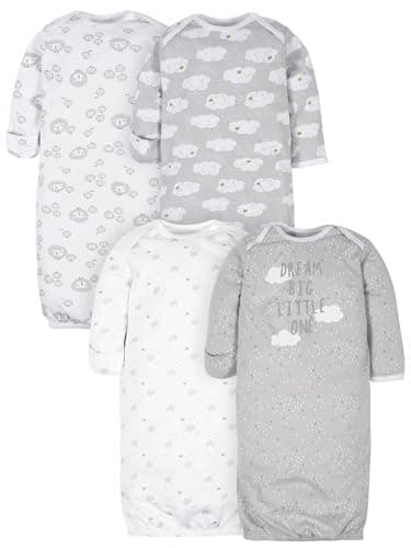 Gerber GerberUnisex Baby4-Pack Sleeper GownSheep Grey0-6 Months