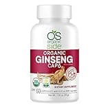 OS Organic Side | Ginseng 60 Capsules | Adaptogen for Stress Relief, Energy Boost, Immune Support | Certified USDA Organic, Non-GMO, Vegan Supplement for Natural Wellness