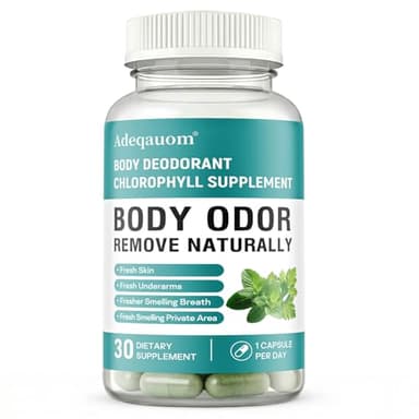 Chlorophyll Capsules Internal Body Deodorant Supplement for Women and Men for Gut Health, Fresh Breath, Skin Health, Detox & Digestion Support, Natural Odor Remove, Vegan, Non-GMO-30 Capsules
