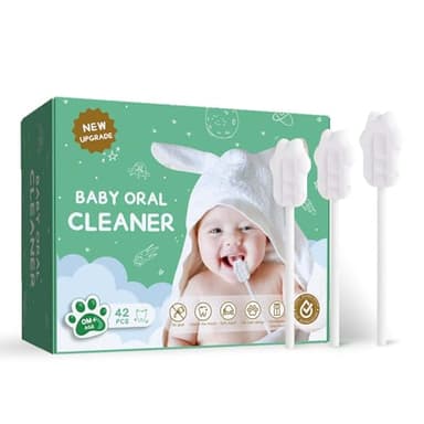 Quanmin Baby Tongue Cleaner,42 Pcs Newborn Toothbrush, Baby Toothbrush,Disposable Infant Mouth Cleaners,Soft Gauze Gum Cleaner with Paper Handle,Oral Cleaners for 0-36 Month Newborn