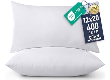 Utopia Bedding 12x20 Pillow Inserts, Set of 2, White – Indoor Decorative Throw Pillows for Bed, Sofa & Couch – Soft, Supportive & Fluffy Cushion Inserts