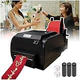 JXUANMM Satin Ribbon Printing Machine Digital Ribbon Printer, Label Printer Foil Stamping Printing Machine for Gi-ft Wrapping, Supports 50+ Languages for Christmas Party,SingleRow