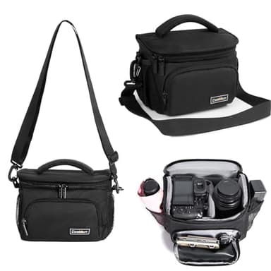 Cwatcun Small Camera Sling Bag Crossbody Camera Shoulder Case, Waterproof Travel Photography Camera Messenger Bag for Canon, Nikon, Sony, Fuji DSLR/SLR/Mirrorless Cameras, Lens and Accessories