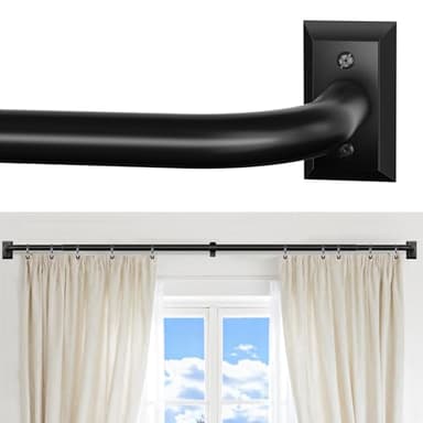 ZYRW Black Curtain Rod, Room Darkening Rods for Windows 28 to 48 Inches(2.3-4Ft), Wrap Around Curtain Rods, Heavy Duty Blackout Drapery, Modern Decorative Window Treatment Rod, Matte Black