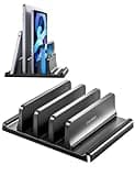 Vaydeer 3-Slot Vertical Laptop Stand Made of Premium ABS Plastics 5 in 1 Design Space-Saving Adjustable Desk Organizer for All MacBook/Chromebook/Surface