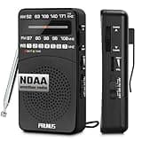 PRUNUS NOAA Weather Radio AM FM, Battery Powered Radio by AA, Transistor Radios, Earphone Jack, Portable Radio AM FM WB for Emergency, Hurricane, Floods, snowstorms