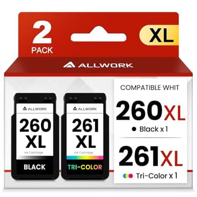 260XL 261XL Replacement for Canon 260 and 261 Ink Cartridges PG-260 CL-261 XL High Yield for Pixma TS6420a TS6400 TS6420 TR7020a TR7000 TR7020 TS5320 TS5300 Printer Ink Cartridge(1 Black, 1 Tri-Color)