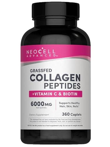 NeoCell Advanced Collagen Peptides | 360 Caplets | 6000mg | Grassfed Bovine | with Vitamin C & Biotin | Non-GMO, Gluten & Soy Free Supplement