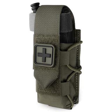 WYNEX MOLLE Tourniquet Holder, IFAK TQ Holder Tactical Medical TQ Pouch Holster First Aid Kit, Cross Patch/Bungee Cord