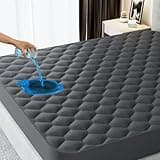 Queen Mattress Protector, Waterproof Mattress Pad Noiseless with Deep Pocket for 8-21 inches Mattress, Soft & Breathable Bed Mattress Cover Washable for Home, Bedroom, Hotel Queen Size (Dark Gray)