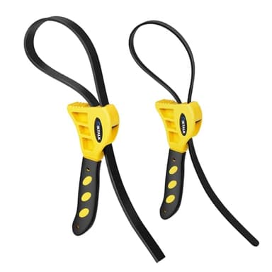 DikTalk 2-Pack Rubber Strap Wrench Set, 4" & 6" Oil Filter Wrench and Jar Opener for Plumbing, Water Filter, Sink Drain & Tub Drain Removal | Non-Slip Adjustable Universal Tool