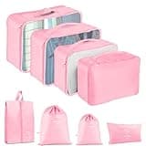 YEEYAA 8 Set Packing Cubes for Suitcase, Compression Packing Cubes for Carry on Suitcases, Luggage Organizer Packing Cubes for Travel Essentials, Large Mesh Luggage Packing Cubes for Suitcases