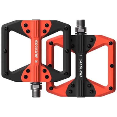 BUCKLOS Mountain Bike MTB Flat Wide Platform Pedals - Bicycle Large Nylon Road BikeNon-Slip Pedal for Ebike/Gravel/Hybrid/Folding Bike 9/16"