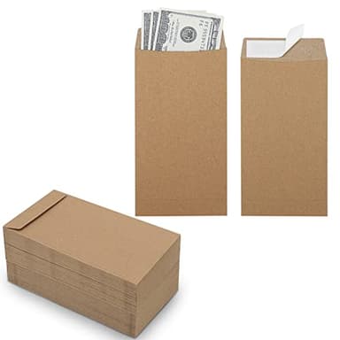 200 Pack Cash Envelopes Self adhesive 6.7x3.5 Inch, Fit for Envelope Money Saving Challenge, Kraft Brown 120 GSM Thick Money Envelopes for Cash, Budgeting, Tips, Check, Coin & Tickets