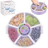 Aimsnk Kids Original Snack Spinner Bundle - Reusable Snack Container with 5 Compartment Dispenser and Lid | BPA and PVC Free | Dishwasher Safe | No Spill, Leakproof,for Toddlers (Purple)