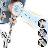 Luxsego Filtered Shower Head with Handheld Spray for Skin and Hair Care, High Pressure Shower Heads with Filters for Hard Water, Hydro Jet Showerhead Set Includes Hose, Bracket and Mineral Beads
