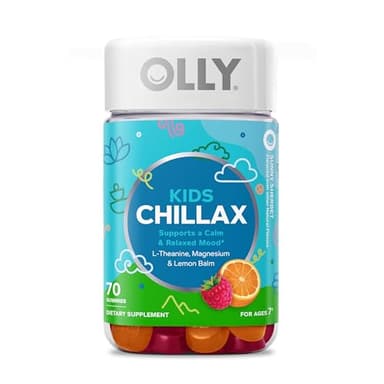 OLLY Kids Chillax Gummy, for a Calm and Relaxed Mood*, Magnesium, L-Theanine, Lemon Balm Extract, Chewable Supplement, Sherbet Flavored, 35 Day Supply - 70 Count (Packaging May Vary)