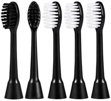 Toothbrush Replacement Heads for Moon Electric Toothbrush, 5 Pack, Black