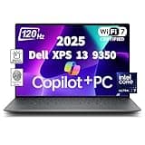 2025 Latest Dell XPS 13 9350 AI Copilot+ PC Business Laptop (13.4" FHD+ 120Hz, Intel Core Ultra 7 w/ AI NPU, 16GB RAM, 1TB SSD), Backlit KB, FP, Light Weight & Ultra Thin, Wi-Fi 7, Win 11 Pro