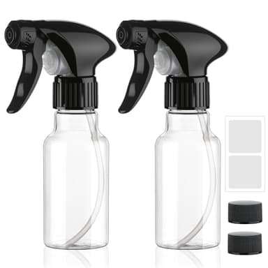 Hethyo Spray Bottles 4oz/120ml Plastic Small Spray Bottle for Hair Mist/Stream Spraying Heavy Duty Empty Water Spray Bottles for Cleaning Solutions, Plants 2 Pack (Clear)