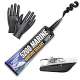 [Black] 5200 Marine Sealant - Fast Cure, High Bond Strength, UV Resistant Underwater Sealant, Marine Adhesive Sealant for Boats, Hulls, Decks, & RVs Marine Sealant Black with Gloves, Nozzle 3oz