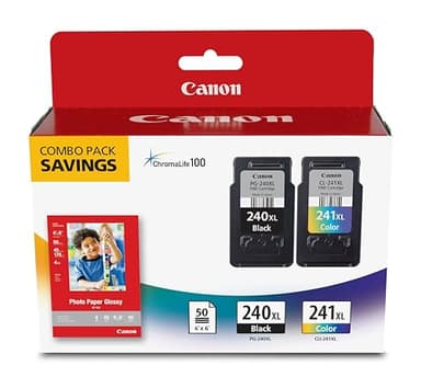 Canon PG-240 XL / CL-241 XL Genuine Ink Value Pack (2 Cartridges) with 50-Sheet Photo Paper, Compatible with MG2120/3120/4120/2220/3220/4220/3520/3620, MX372/392/432/452/472/512/522/532, TS5120