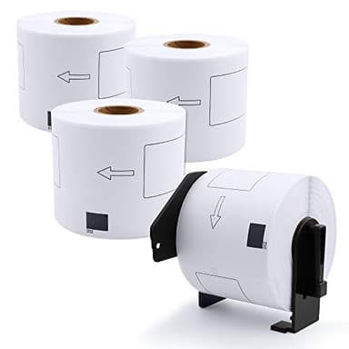 COLORWING Shipping Labels Relace for Brother DK-1202 (2-3/7" x 4") Die-Cut White Paper Label, for QL Printers QL-820NWB QL-700, 62mm x 100mm, 4 Rolls + 1 Frame