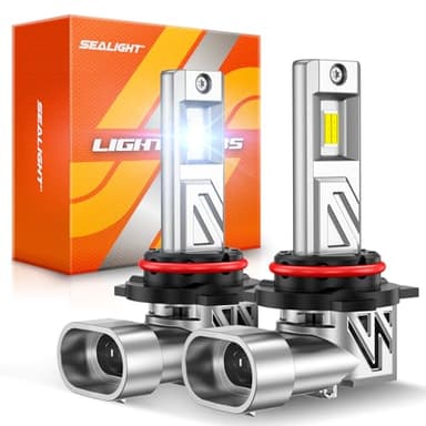 SEALIGHT 9012 Light Headlight Bulbs, 800% 44,000LM Super Bright, 1:1 Real Size, 6500K Cool White Bulbs for Car Powersports ATV/UTV, Pack of 2