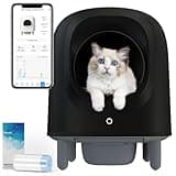 Self Cleaning Litter Box, Automatic Cat Box Self Cleaning, Anti Pinch Smart Kitty Robot with Odor Removal and APP Control for Multiple Cats, Black