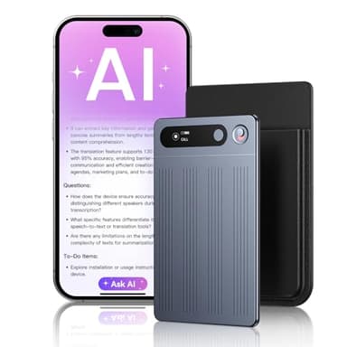 AI Voice Recorder, Note Voice Recorder with No Subscription, AI Transcription, Summarize, Translation with 147 Languages, Smart Noise Cancellation, App Control, 64GB Audio Recorder for Meetings Calls