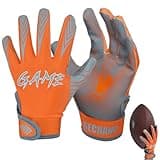 SECHAND Youth Football Gloves, Orange Flag Football Glove for Youth Kids Boys Girls Age 5-8, Sticky Reciver Gloves