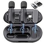2 Pack Professional Wireless Lavalier Microphone for Android, iPhone iPad with Adapter Included Noise Reduction Plug-Play Clip on Lapel Mic for YouTube, Recording, Vlog, Facebook Live Streaming