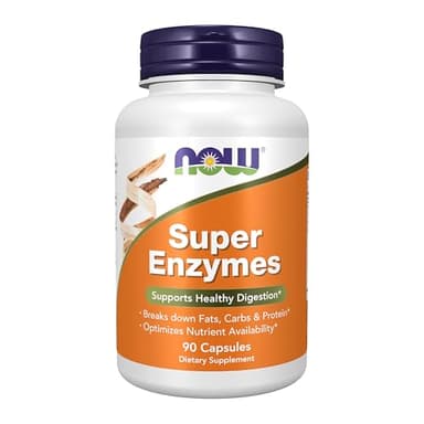 NOW Supplements, Super Enzymes, Formulated with Bromelain, Ox Bile, Pancreatin and Papain, Super Enzymes,90 Capsules
