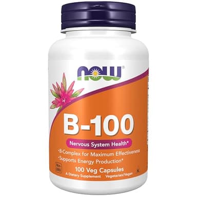 NOW Foods Supplements, Vitamin B-100, Energy Production*, Nervous System Health*, 100 Veg Capsules