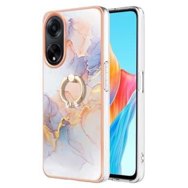 XYX Case for Oppo A98 5G, Sparkling Marble TPU IMD Bumper Hybrid Protective Phone Cover with 360 Rotating Ring Kickstand,White Milky Way