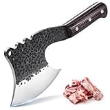 ROCOCO Meat Bone Cleaver Knife for Meat Cutting Handmade Heavy Duty Butcher Axes Hand Forged Full Tang Chopper for Kitchen Outdoor BBQ Chirstmas Mother Father Gifts Idea Men Black