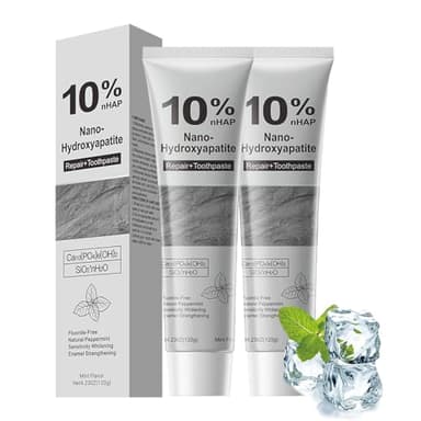 Hydroxyapatite Toothpaste, 10% Nano Hydroxyapatite Toothpaste, Natural and Fluoride-Free, Gentle on Sensitive Teeth and Strengthens Enamel, Freshens Breath (2)