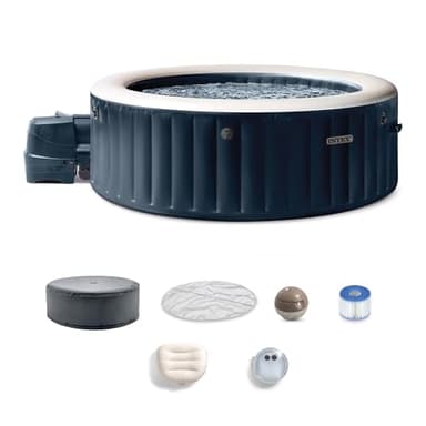 INTEX PureSpa Plus 6 Person Round Inflatable Hot Tub, Bubble Massage Spa Set, Energy Efficient & Saltwater Compatible (Cell Not Included), 85 in x 28 in