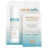 Reef Safe Sunscreen SPF 50 Facestick - Biodegradable, Hawaii & Mexico Approve, Zinc, Vitamin E, Oxybenzone & Octinoxate Free, Water Resistant, Natural Ingredients, Made in USA by Coral Safe