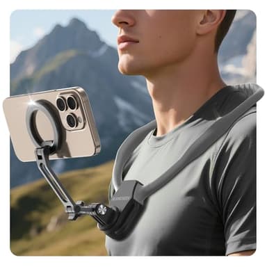 【2026 Extended Long】 Magnetic Neck Mount for Phones, 27.6" Hands-Free POV/Vlog Phone Holder for iPhone 17–12 & Android, Content Creator Essentials for Go Pro DJI, Comfortable Natural Shooting Angle