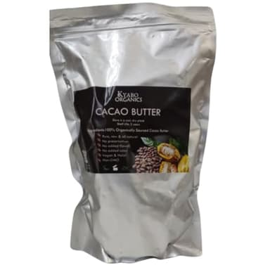 Kyabo 100% Pure and All Natural Cocoa Butter - 3lb - Food Grade - great for making lip balm, cream, hair products, candle, hair removal and craft projects - Made with Organic Cacao