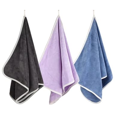 Hoiny 3 Pack Microfiber Gym Towels (14.2" x 30"), Super Soft, Quick Drying, Absorbent Towel for Fitness, Yoga, Swimming, Sports, Workout, Skin-Friendly for Women Men (Grey/Blue/Purple)