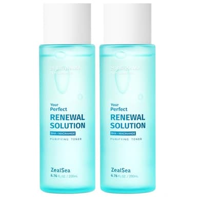 ZealSea 2% Salicylic Acid Toner for Face with 2% Niacinamide - BHA Liquid Exfoliant for Blackheads and Enlarged Pores, Exfoliate for Face to Soothe Breakouts, Exfoliating Toner, 6.76 Fl Oz, Pack of 2