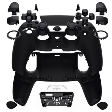 eXtremeRate Luna Redesigned Full Set Housing Shell Buttons Touchpad Cover Compatible with ps5 Controller BDM-030 040 050 060, Custom Black Replacement Top Bottom Case Compatible with ps5 Controller